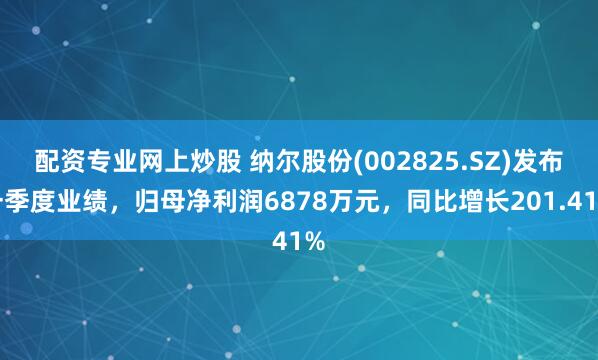 配资专业网上炒股 纳尔股份(002825.SZ)发布一季度业绩，归母净利润6878万元，同比增长201.41%