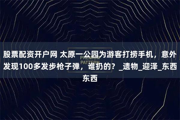 股票配资开户网 太原一公园为游客打捞手机，意外发现100多发步枪子弹，谁扔的？_遗物_迎泽_东西